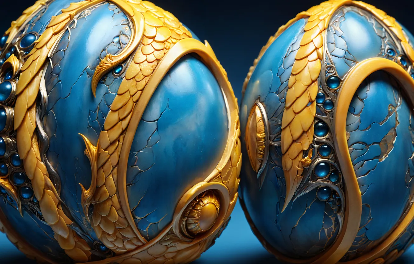 Photo wallpaper blue, eggs, fantasy