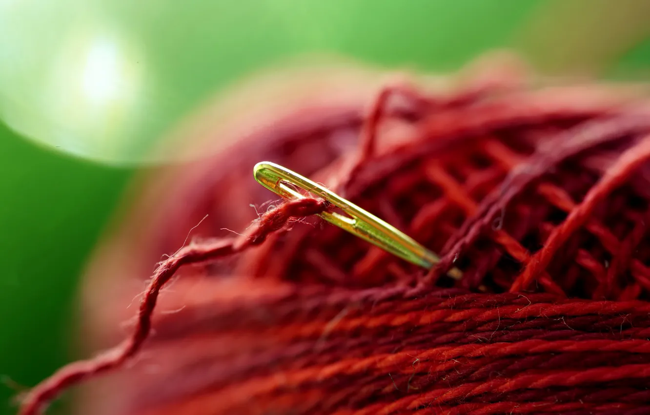 Photo wallpaper macro, needles, thread