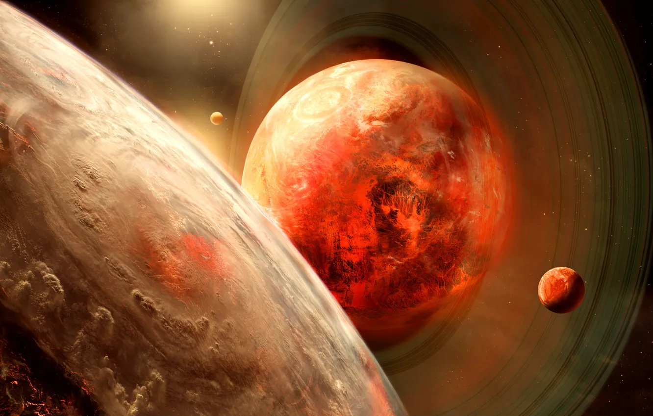 Photo wallpaper space, ring, art