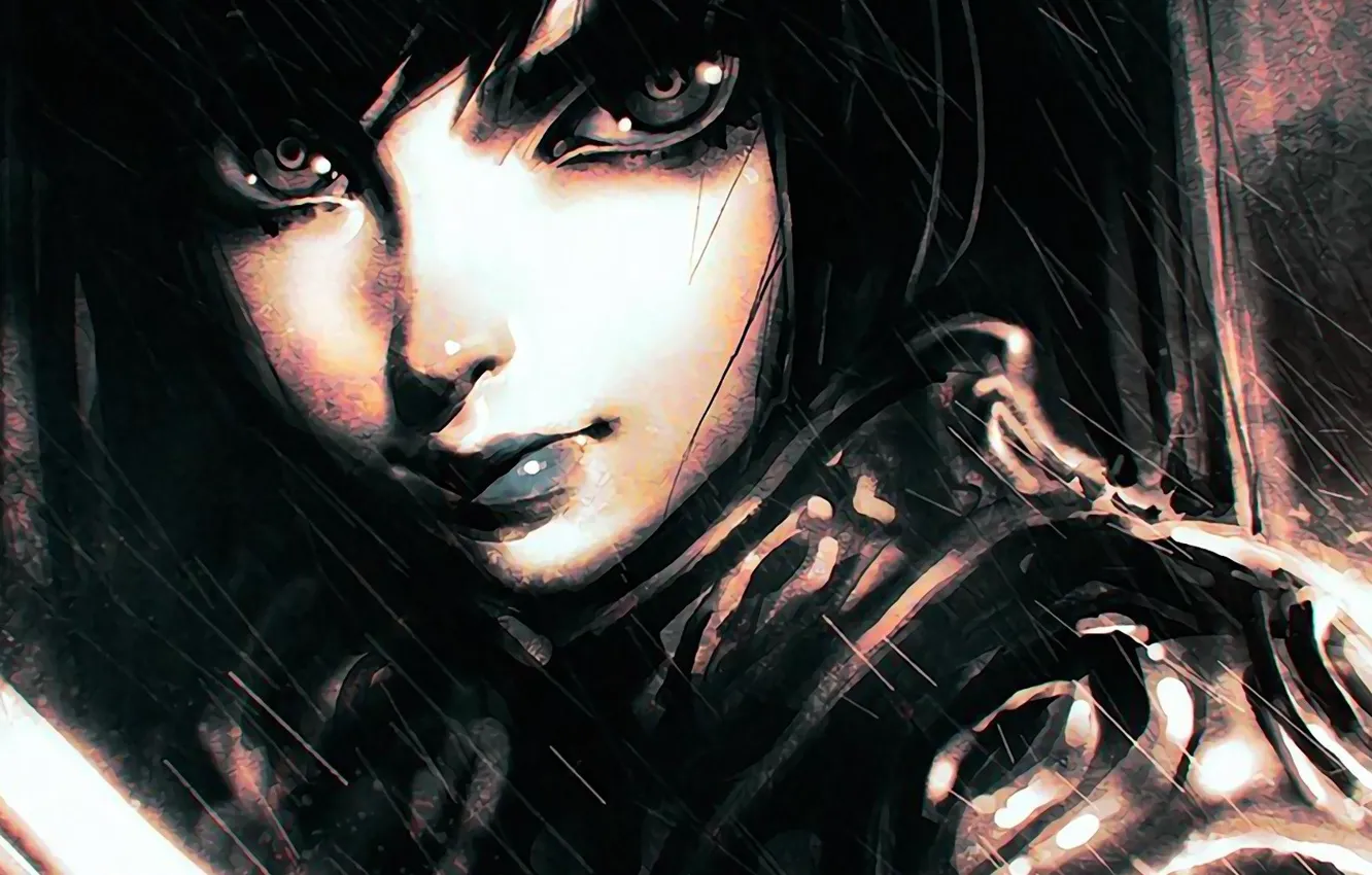 Photo wallpaper look, face, the shower, art, Ilya Kuvshinov