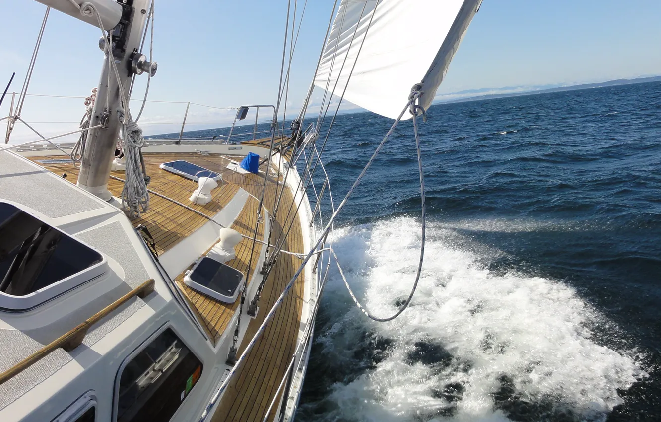 Photo wallpaper sea, the way, the wind, yacht, sail