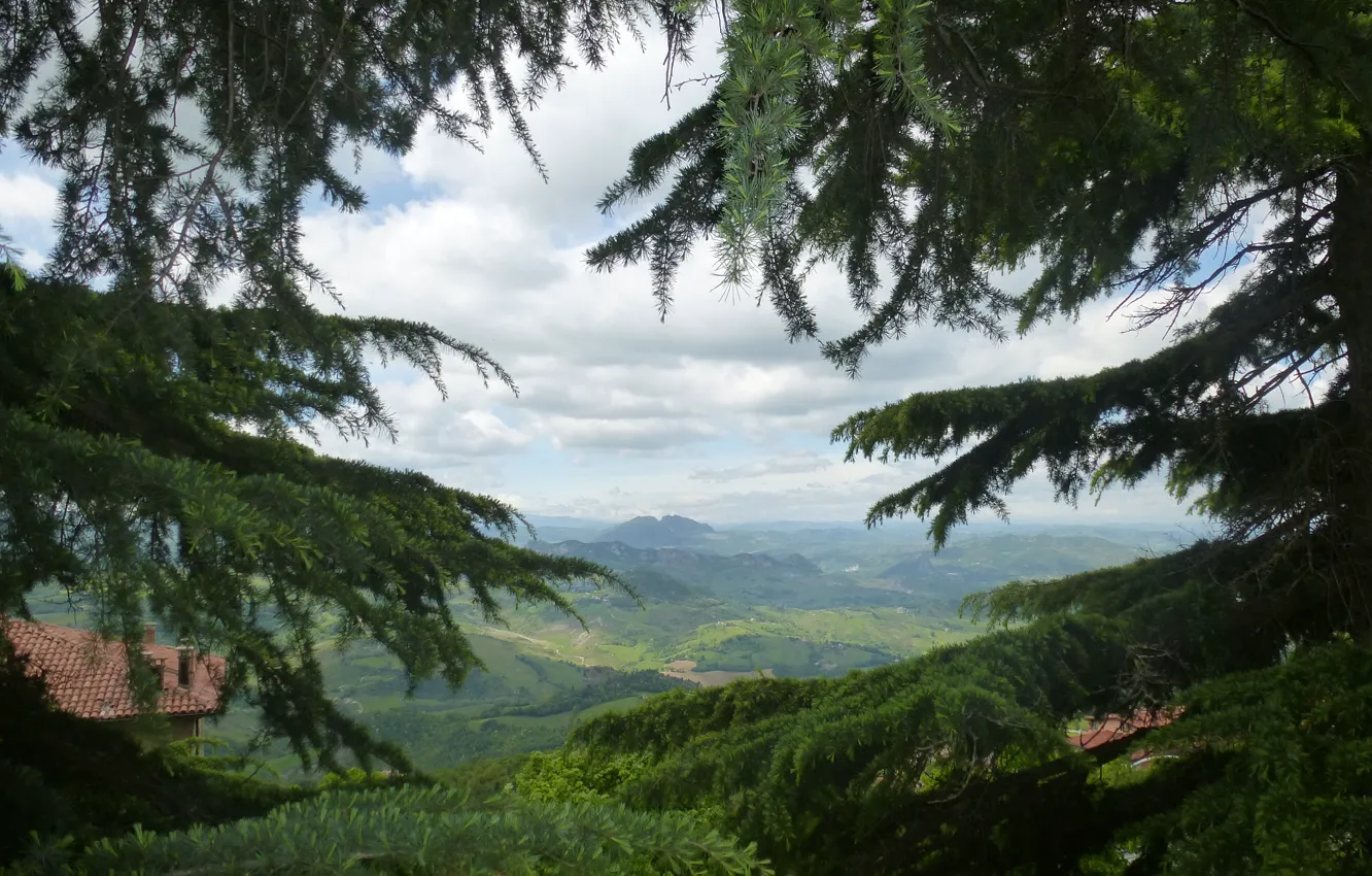 Photo wallpaper trees, view, san-marino