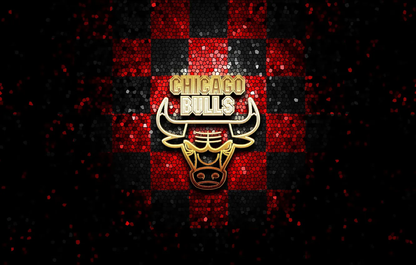 Photo wallpaper wallpaper, logo, basketball, NBA, Chicago Bulls, Sport, glitter, checkered