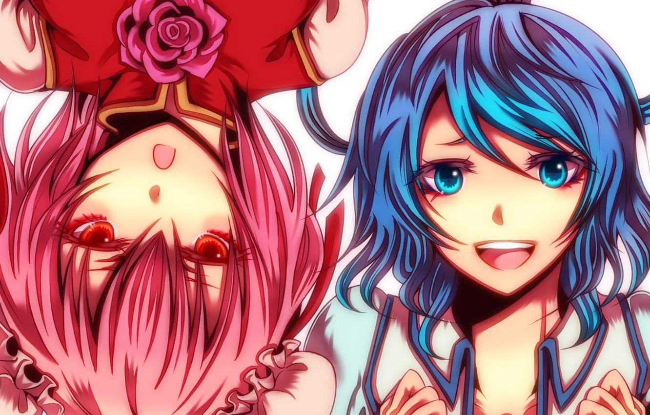 Photo wallpaper girl, joy, flowers, smile, roses, art, touhou, film project kasen