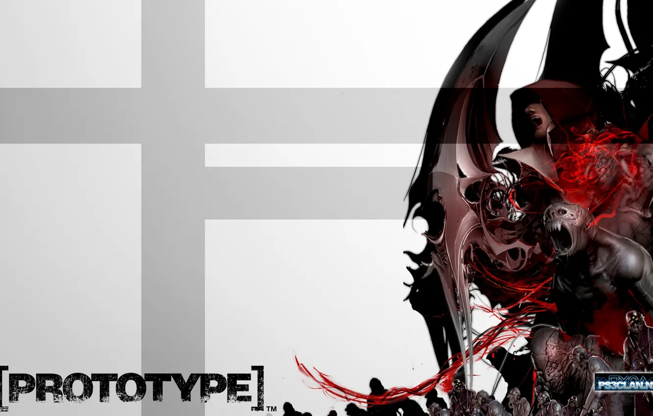 Photo wallpaper monster, Prototype, hood, evil, military, blade, White gray background