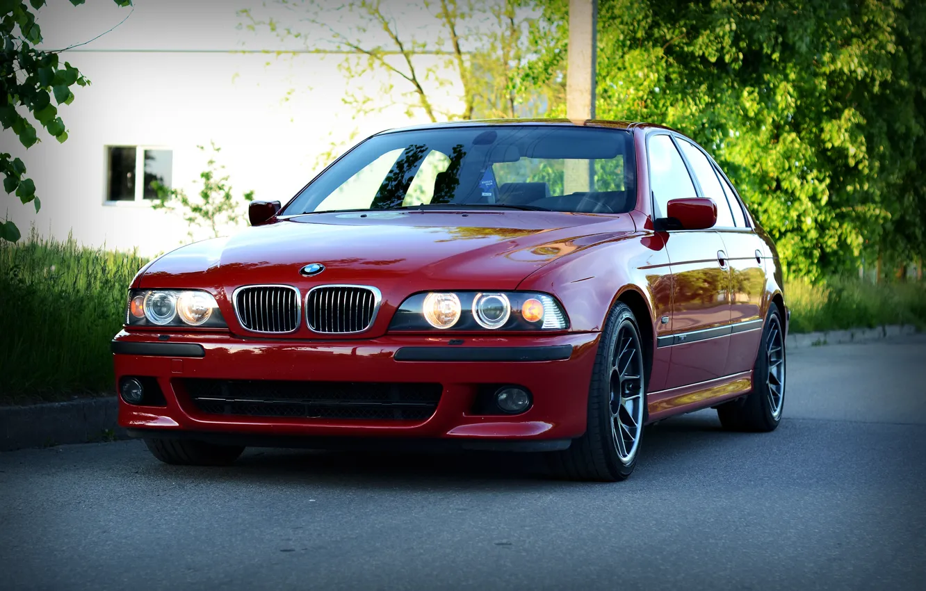 Photo wallpaper BMW, Red, E39, Wheels, M5