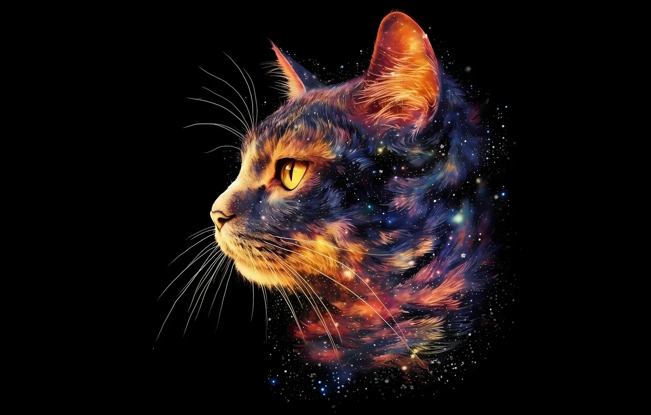 Photo wallpaper cat, art, muzzle