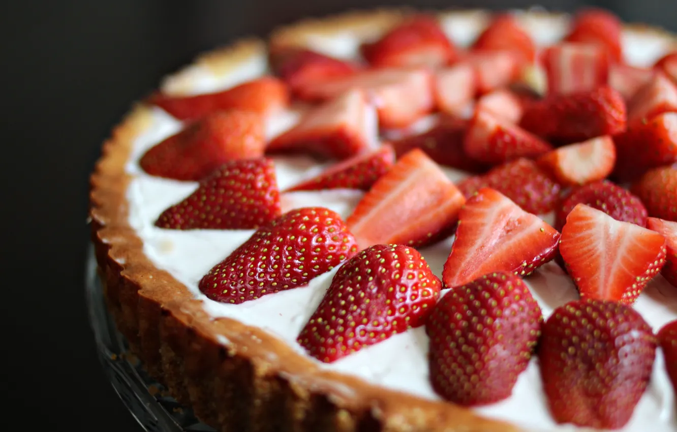 Photo wallpaper berries, food, strawberry, cake, cake, cake, cream, dessert