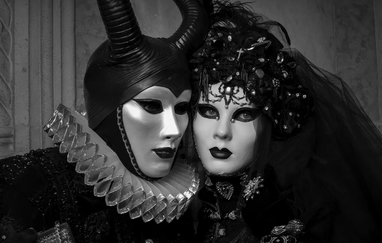 Photo wallpaper Venice, carnival, mask