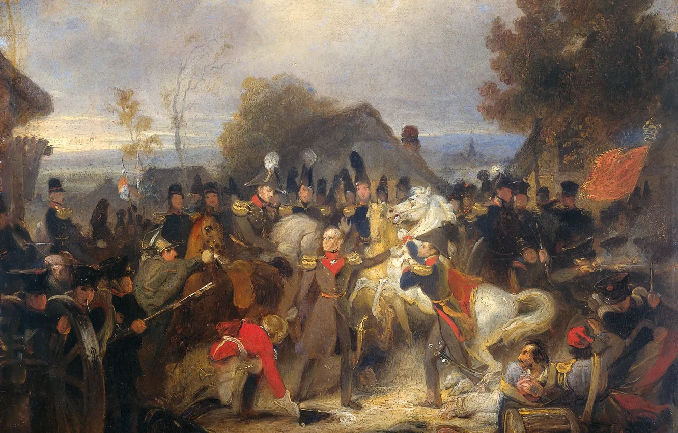 Photo wallpaper oil, picture, canvas, 1839, Cornelis Kruseman, Cornelis Kruseman, The replacement of the injured horse of …