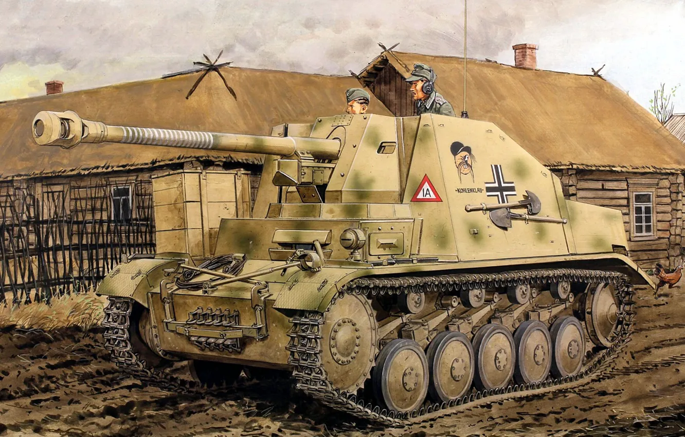 Photo wallpaper figure, art, marten, a light German tank destroyer, Marder II