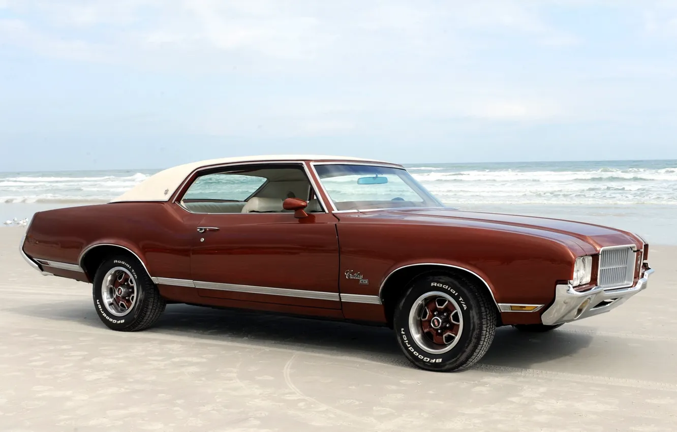Photo wallpaper beach, 1971, muscle car, beach, muscle car, florida, oldsmobile, FL