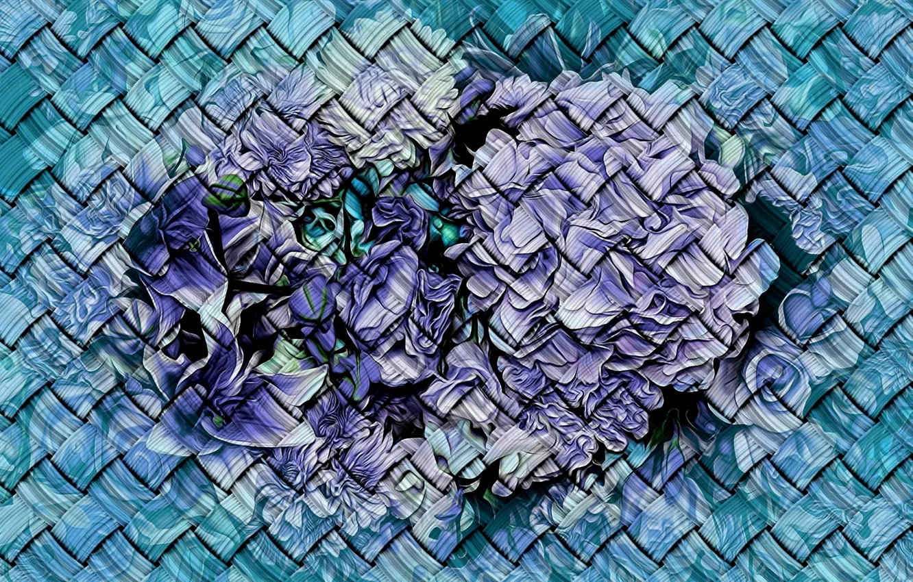 Photo wallpaper rendering, background, texture, network, picture, flower cuts, cool shades of winter
