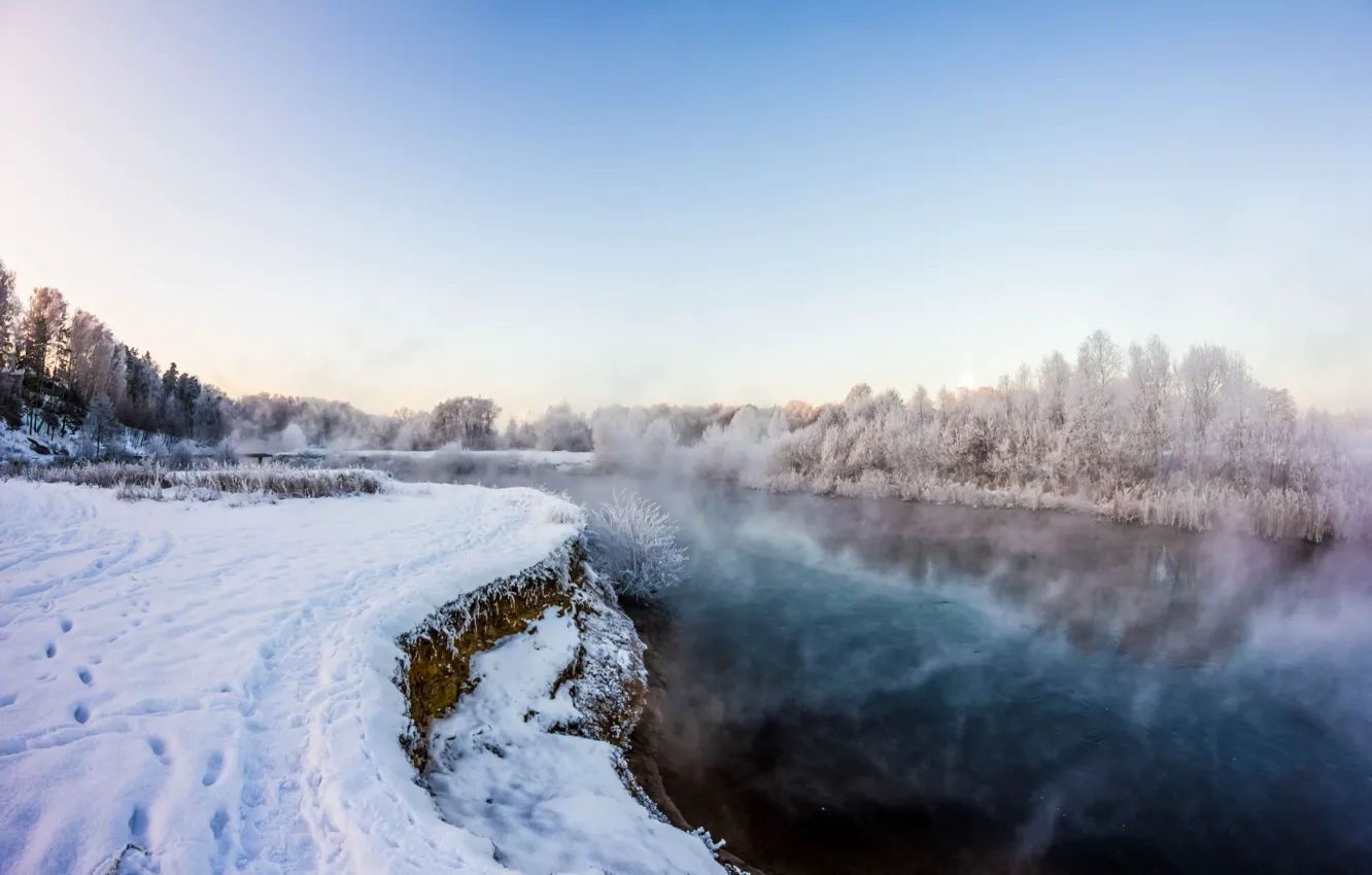 Photo wallpaper winter, river, frost