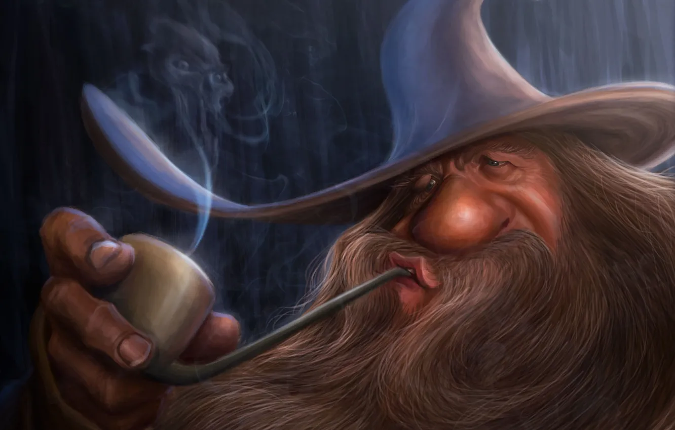 Photo wallpaper smoke, tube, MAG, Gandalf, lord of the rings, Gandalf