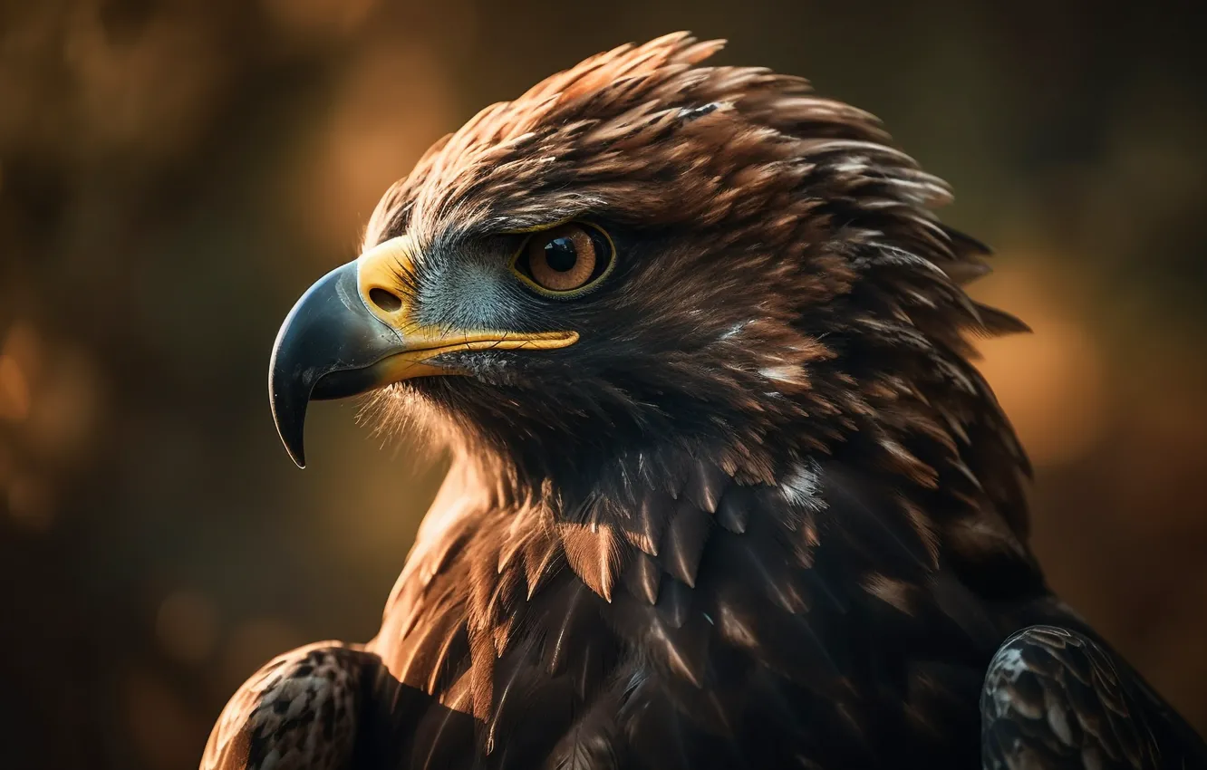Photo wallpaper eagle, predator, side, closeup, Eagle, digital art, bird of prey, AI art