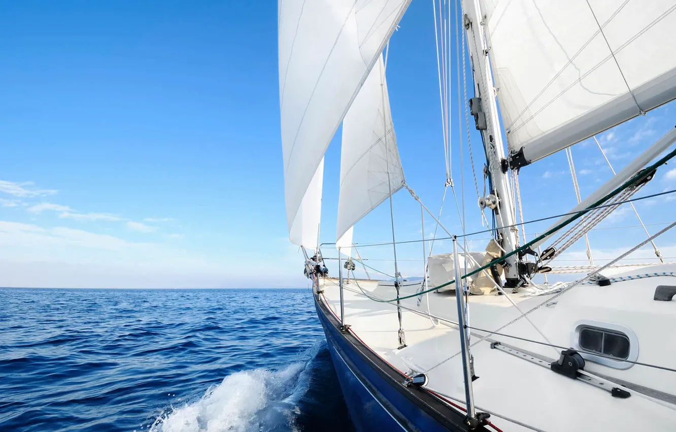 Photo wallpaper the way, movement, the ocean, the wind, yacht, sail