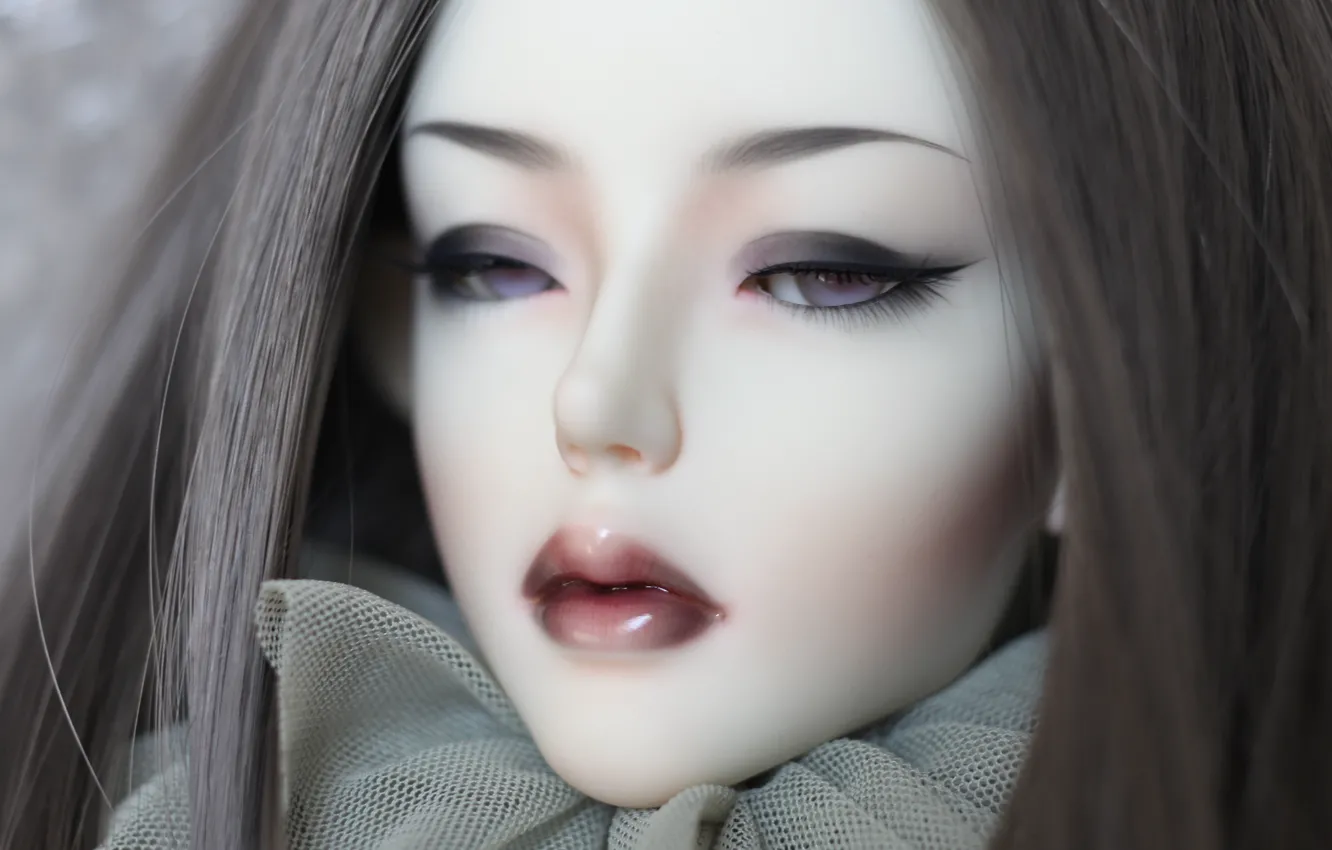 Photo wallpaper eyes, girl, hair, doll, lips, doll, BJD