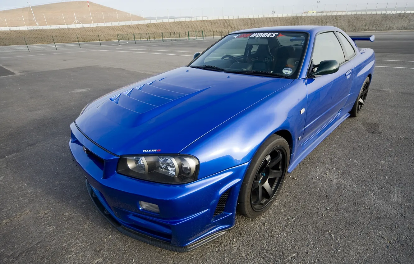 Photo wallpaper Blue, Japan, Nissan, Wallpaper, Drift, Nissan, GT-R, Car