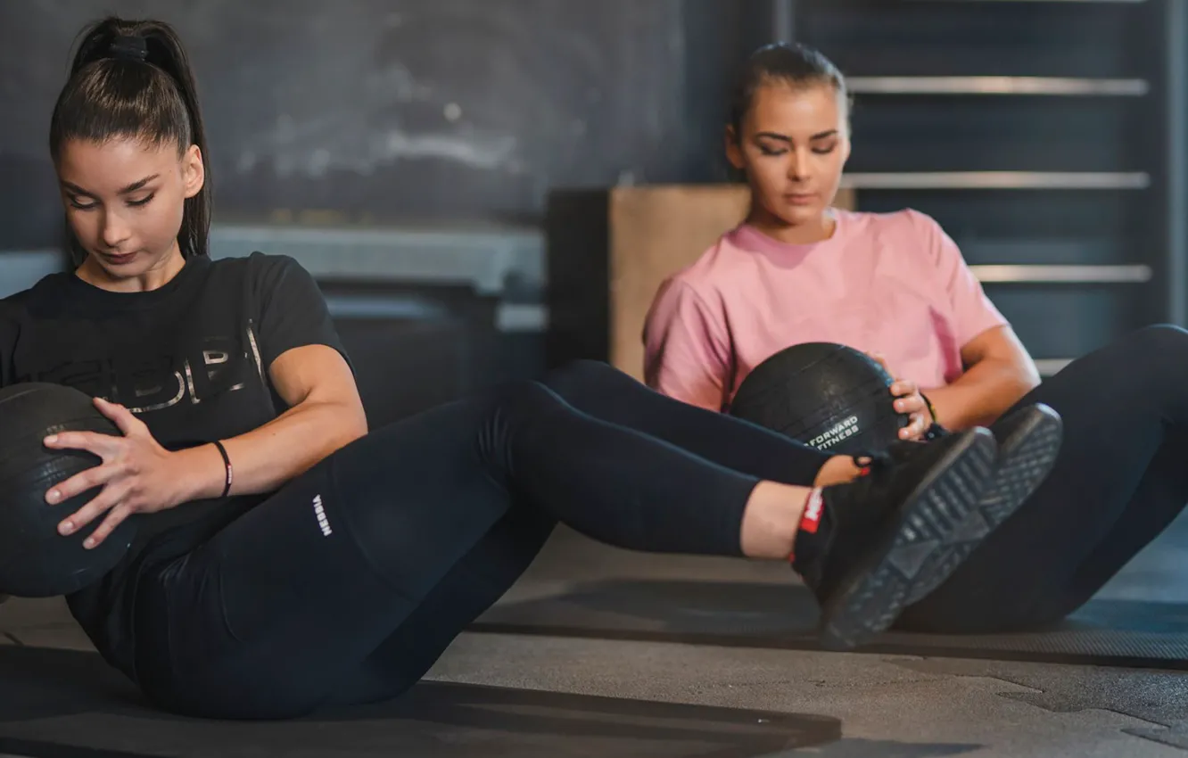 Photo wallpaper girls, ball, sports, fitness, classes
