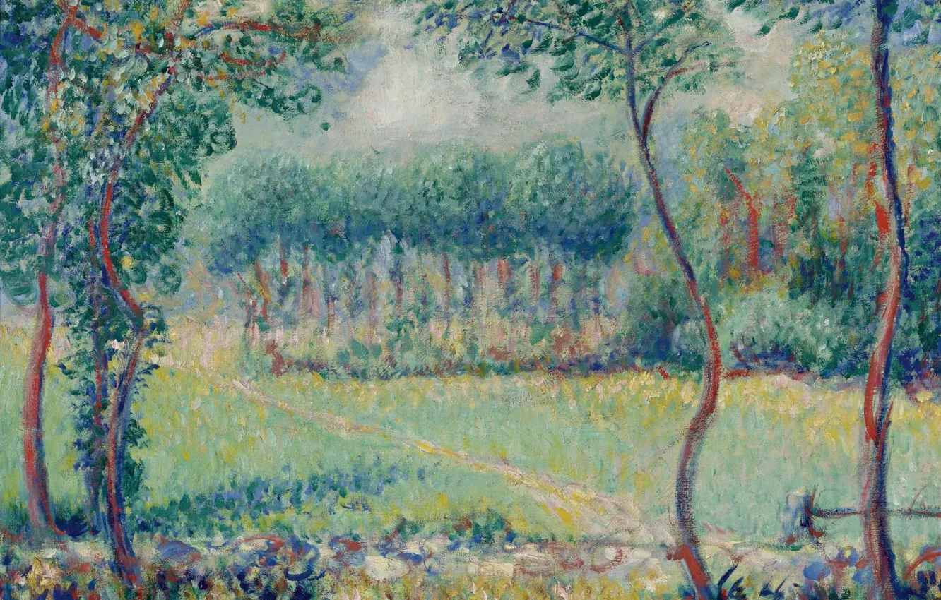 Photo wallpaper landscape, picture, Theodore Earl Butler, Theodore Butler, Trees at Giverny