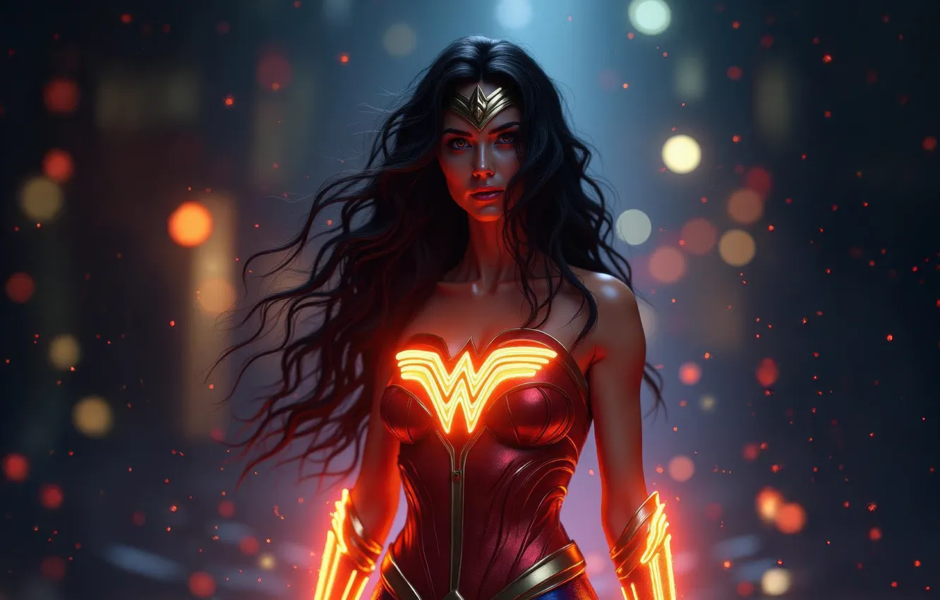 Photo wallpaper woman, look, Wonder, Fearless