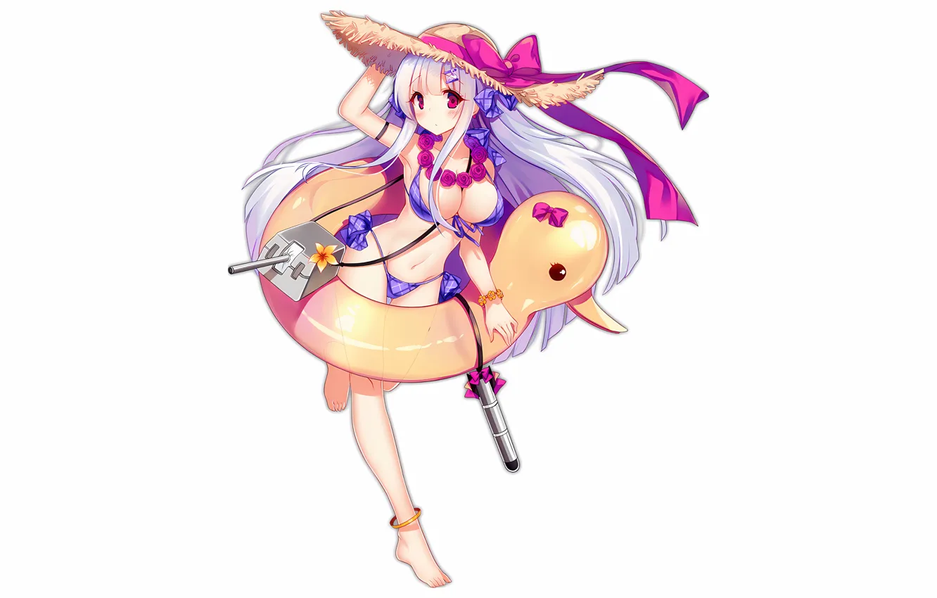 Photo wallpaper girl, summer, sexy, cleavage, long hair, boobs, anime, beautiful