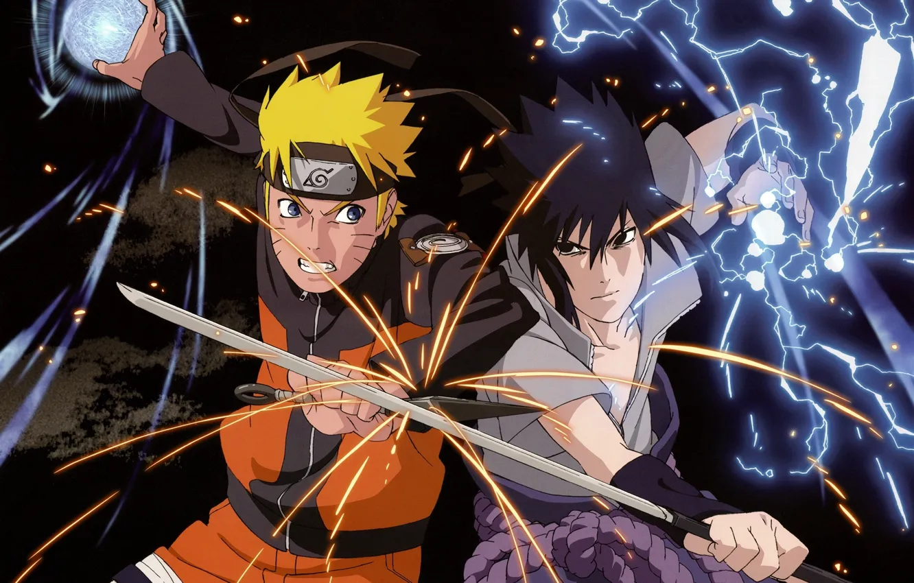 Photo wallpaper black, Anime, naruto, sasuke