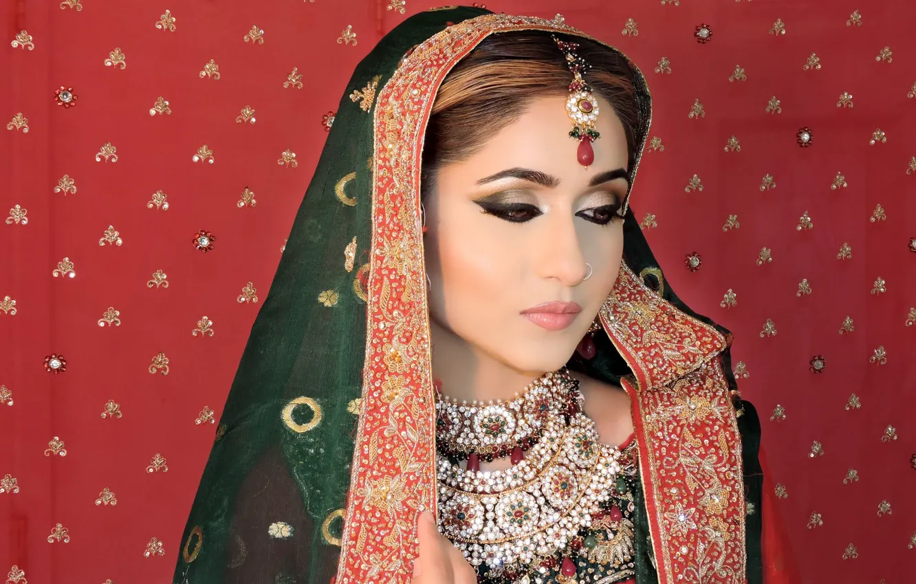 Photo wallpaper girl, decoration, East, wedding makeup