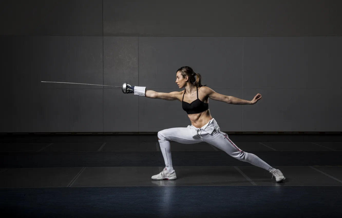 Photo wallpaper woman, training, fencing