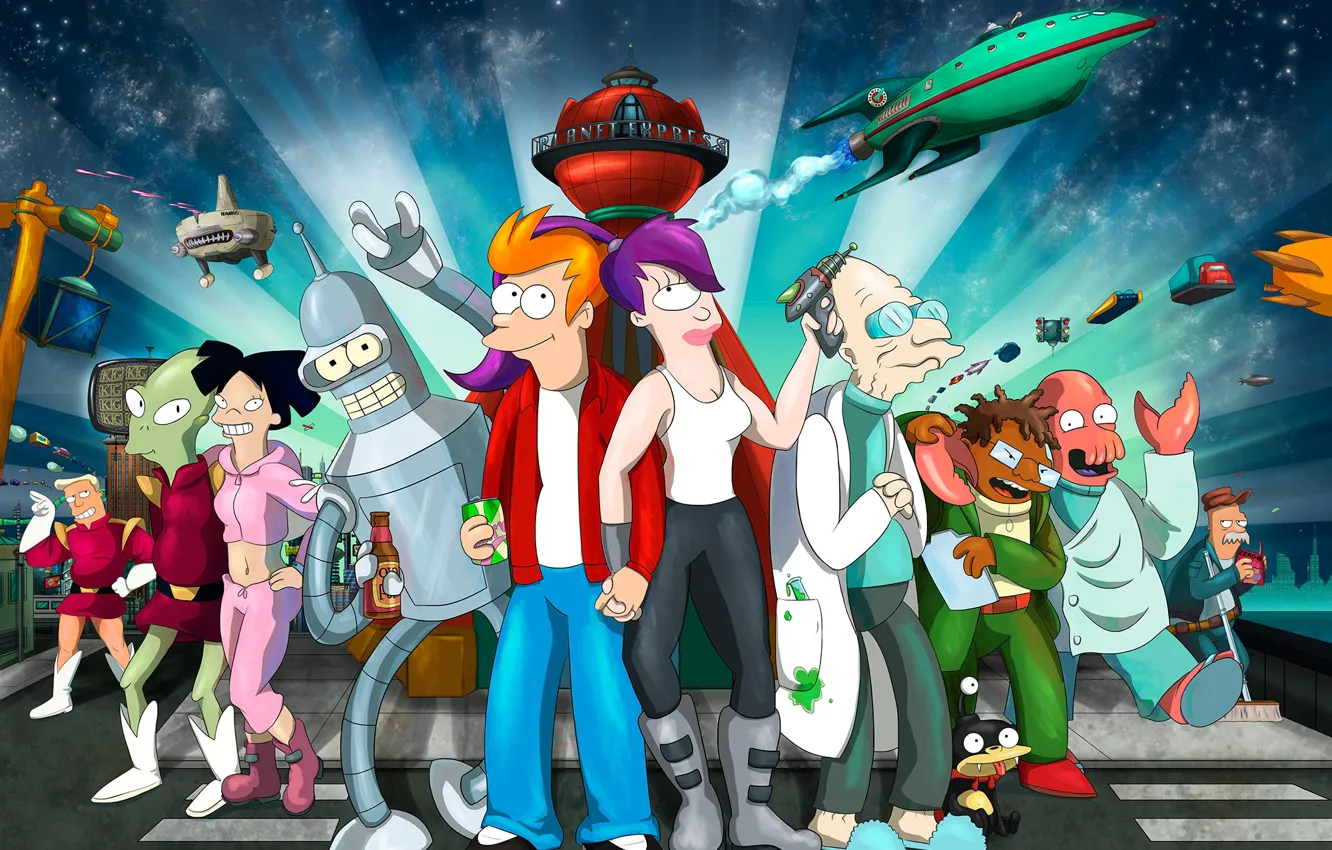 Photo wallpaper Futurama, Zapp Brannigan, Scruffy