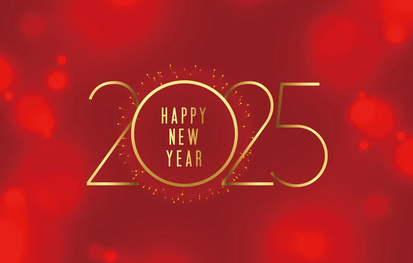 Photo wallpaper Holiday, Happy New Year, Holiday, Happy New Year, Red background, 2025