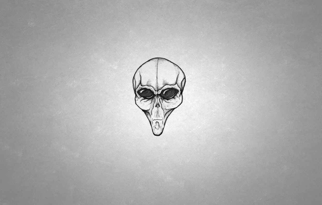 Photo wallpaper head, stranger, alien, alien, alien, black-and-white background