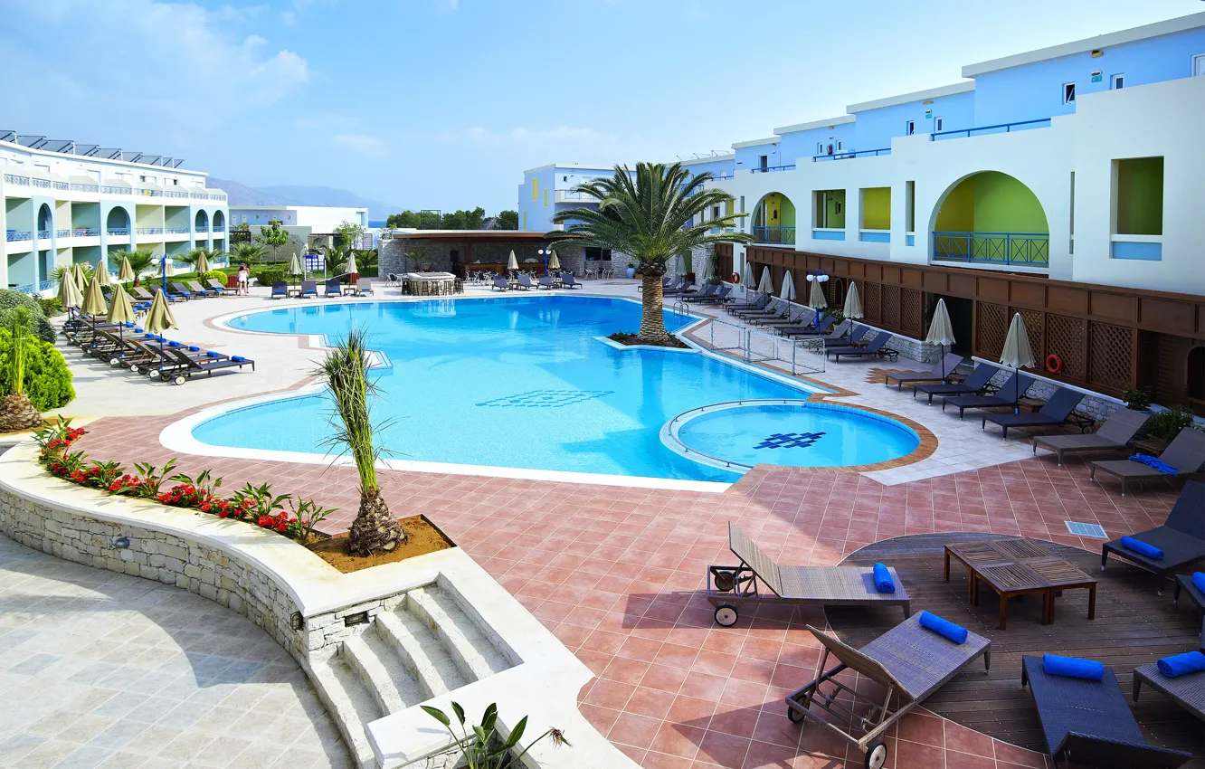 Photo wallpaper pool, Greece, the hotel, resort