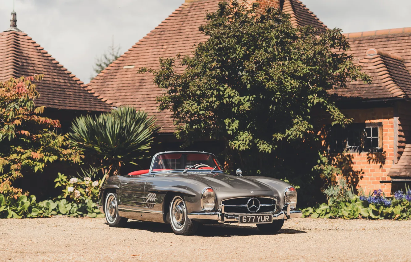 Photo wallpaper Mercedes-Benz, 1957, 300SL, front view, Mercedes-Benz 300 SL Roadster