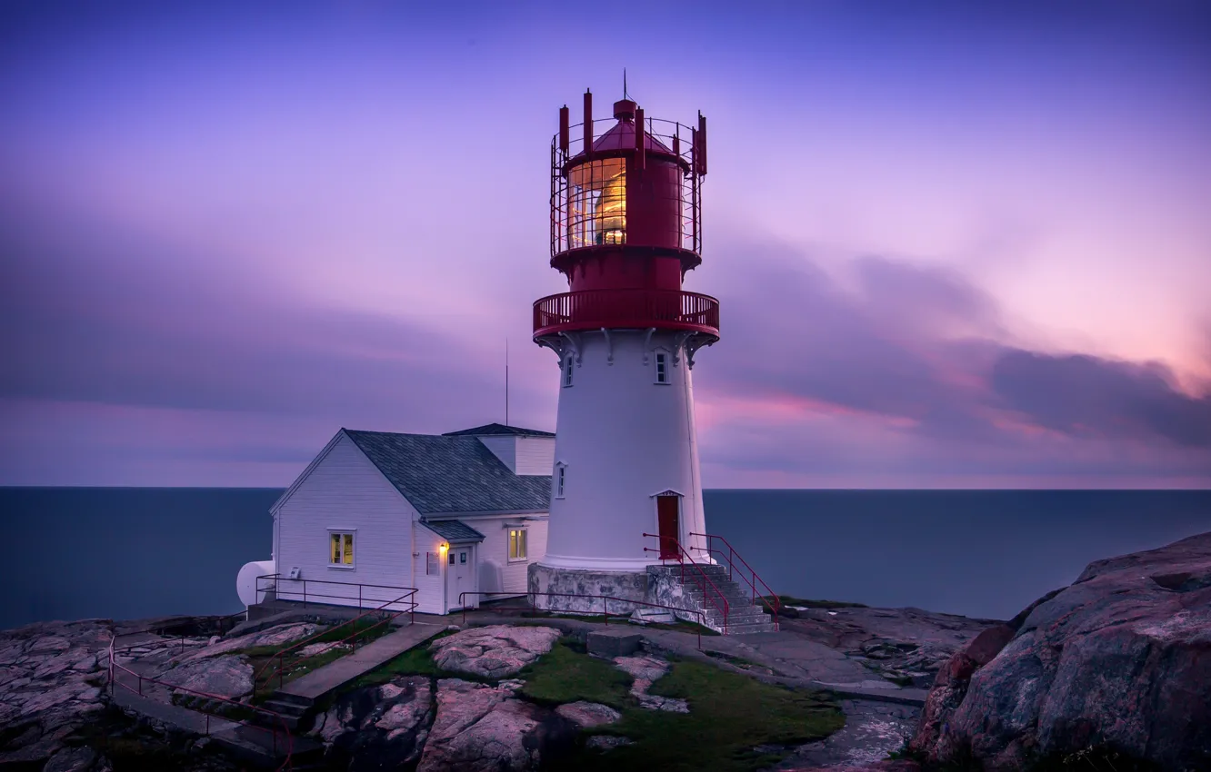 Photo wallpaper sea, shore, lighthouse