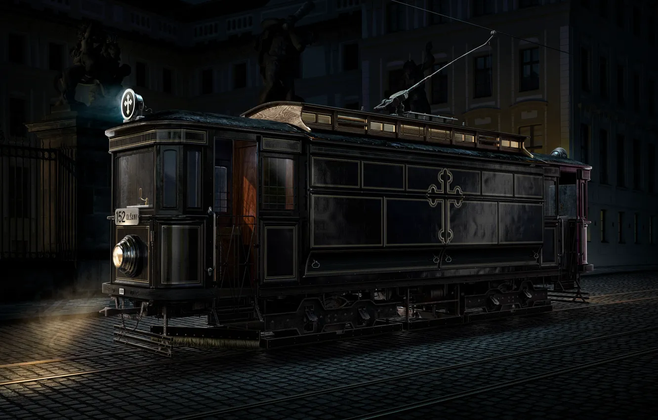 Photo wallpaper darkness, cross, tram, 1917 Funeral Tram, The Black Mary