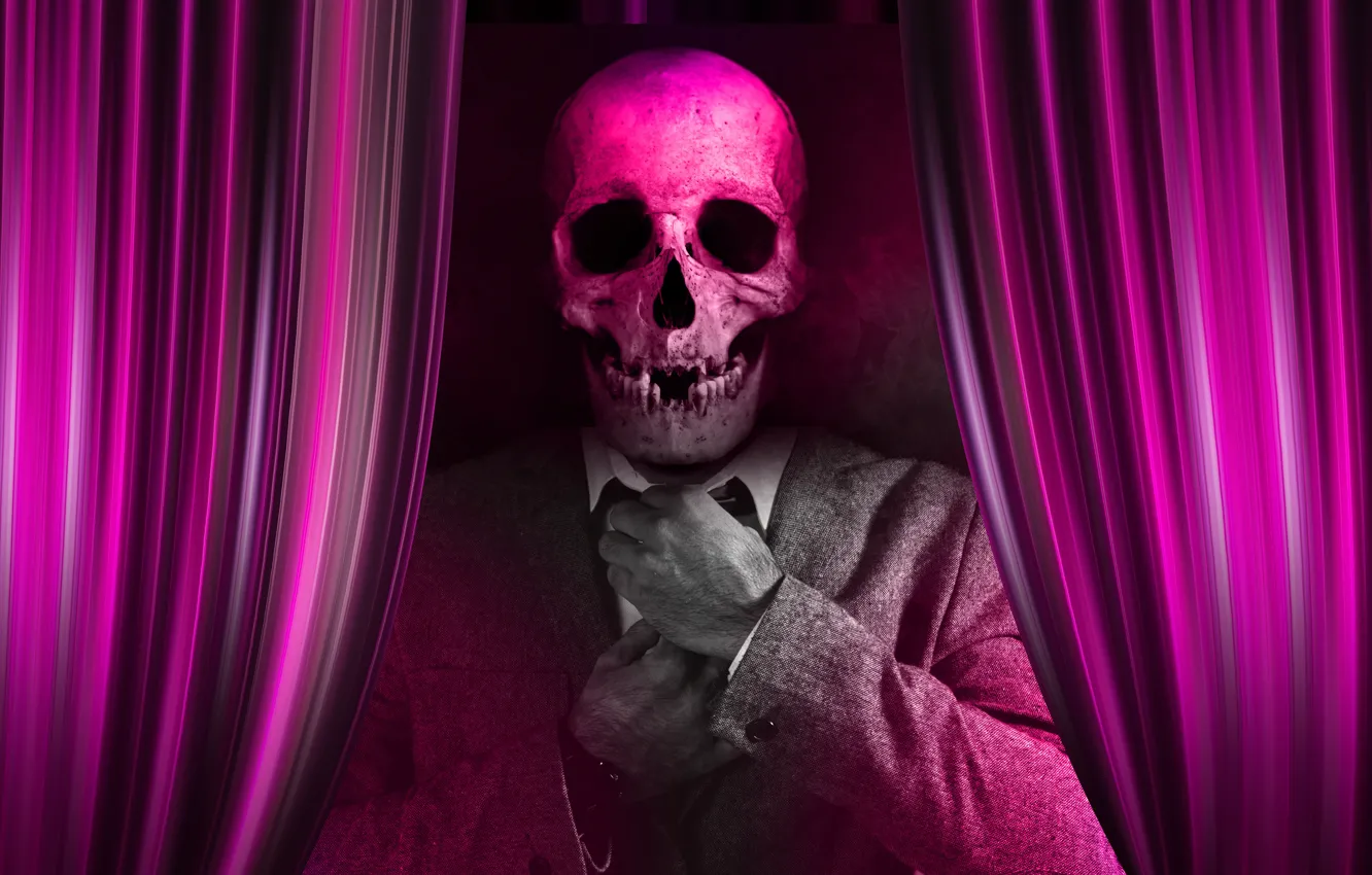 Photo wallpaper skull, art, costume, tie, male