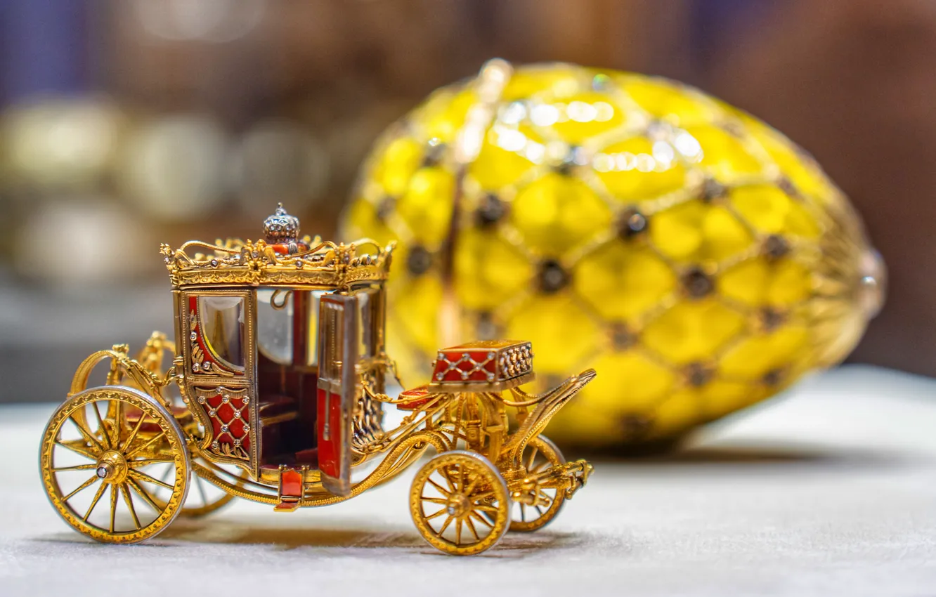 Photo wallpaper gold, eggs, coach, Faberge