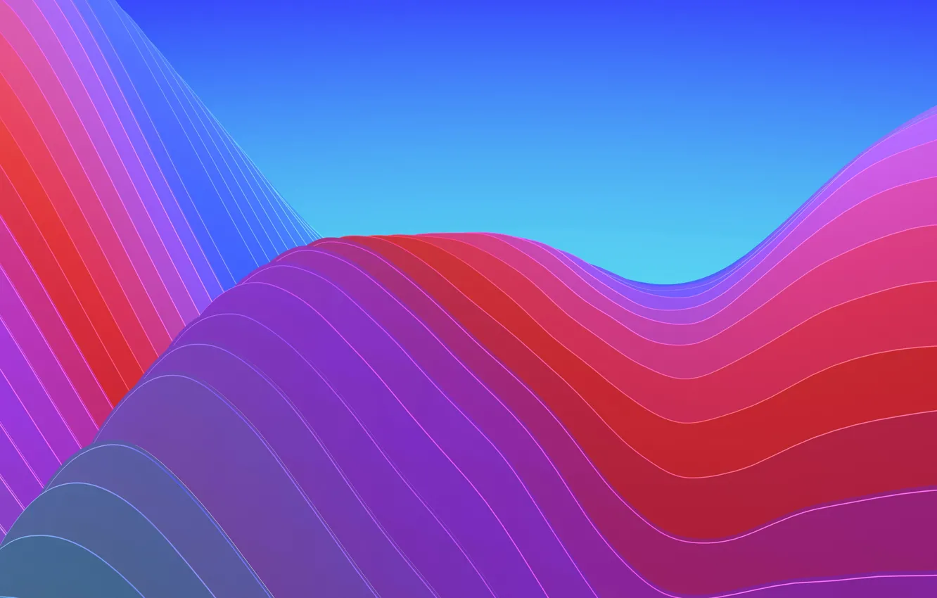 Photo wallpaper line, mountains, paint, the volume, layer