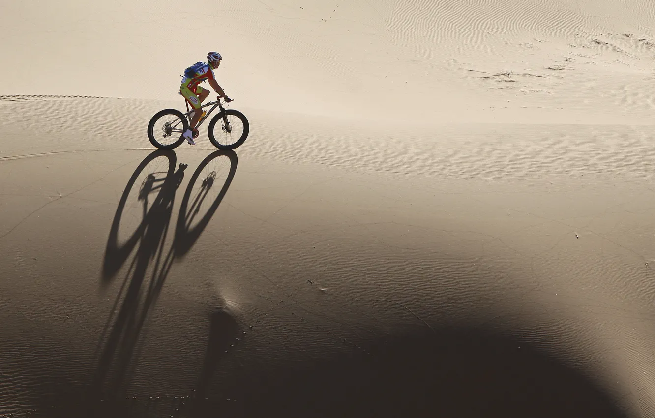Photo wallpaper race, desert, cyclist, Peru, Titan Desert