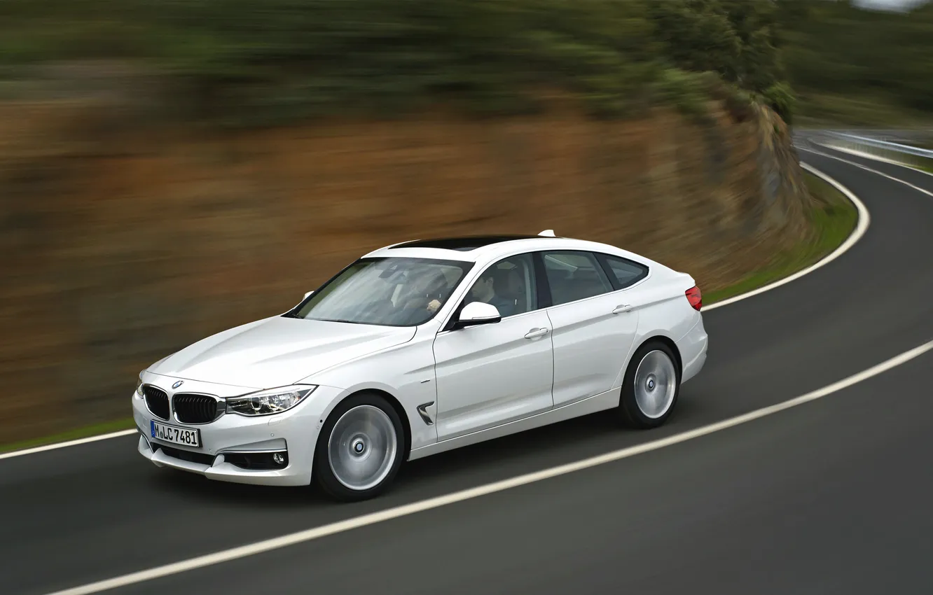 Photo wallpaper white, Auto, Road, BMW, Machine, Turn, BMW, Sedan