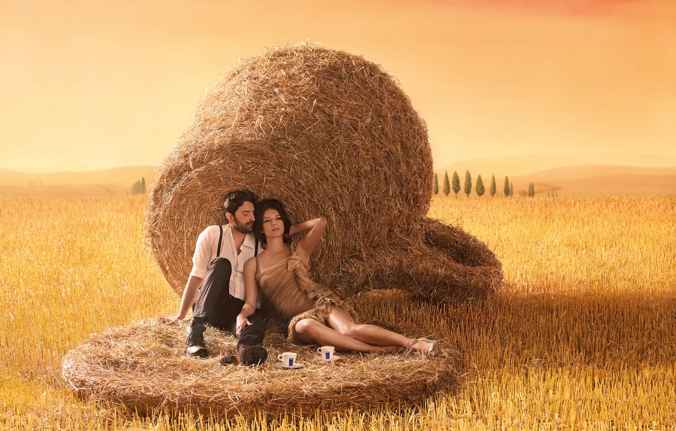 Photo wallpaper coffee, advertising, two, Toscana, Lavazza calendar