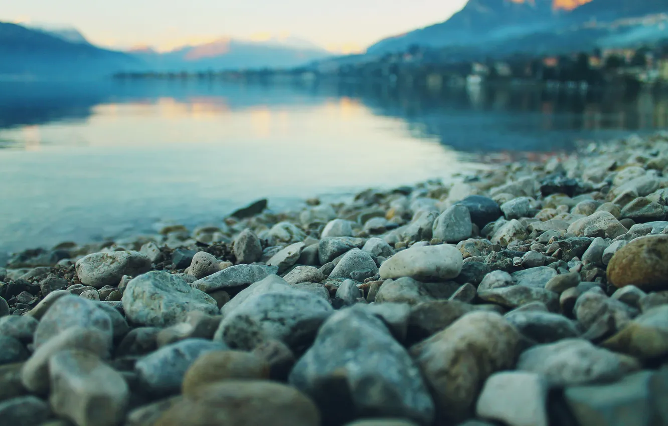 Photo wallpaper water, stones, a lot
