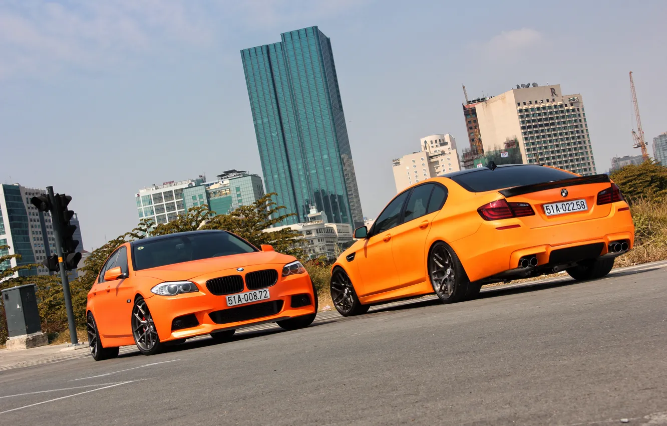 Photo wallpaper BMW, Orange, Matte, Tuning, F10