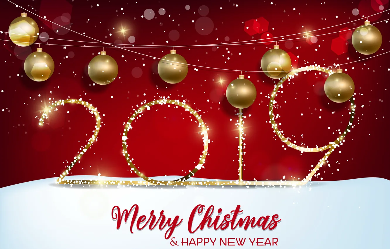 Photo wallpaper red, background, gold, New Year, figures, red, golden, background