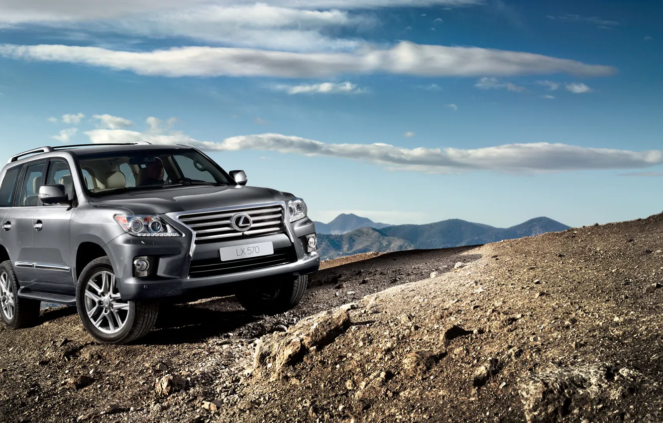 Photo wallpaper machine, mountains, journey, Lexus, LEXUS_LX_570
