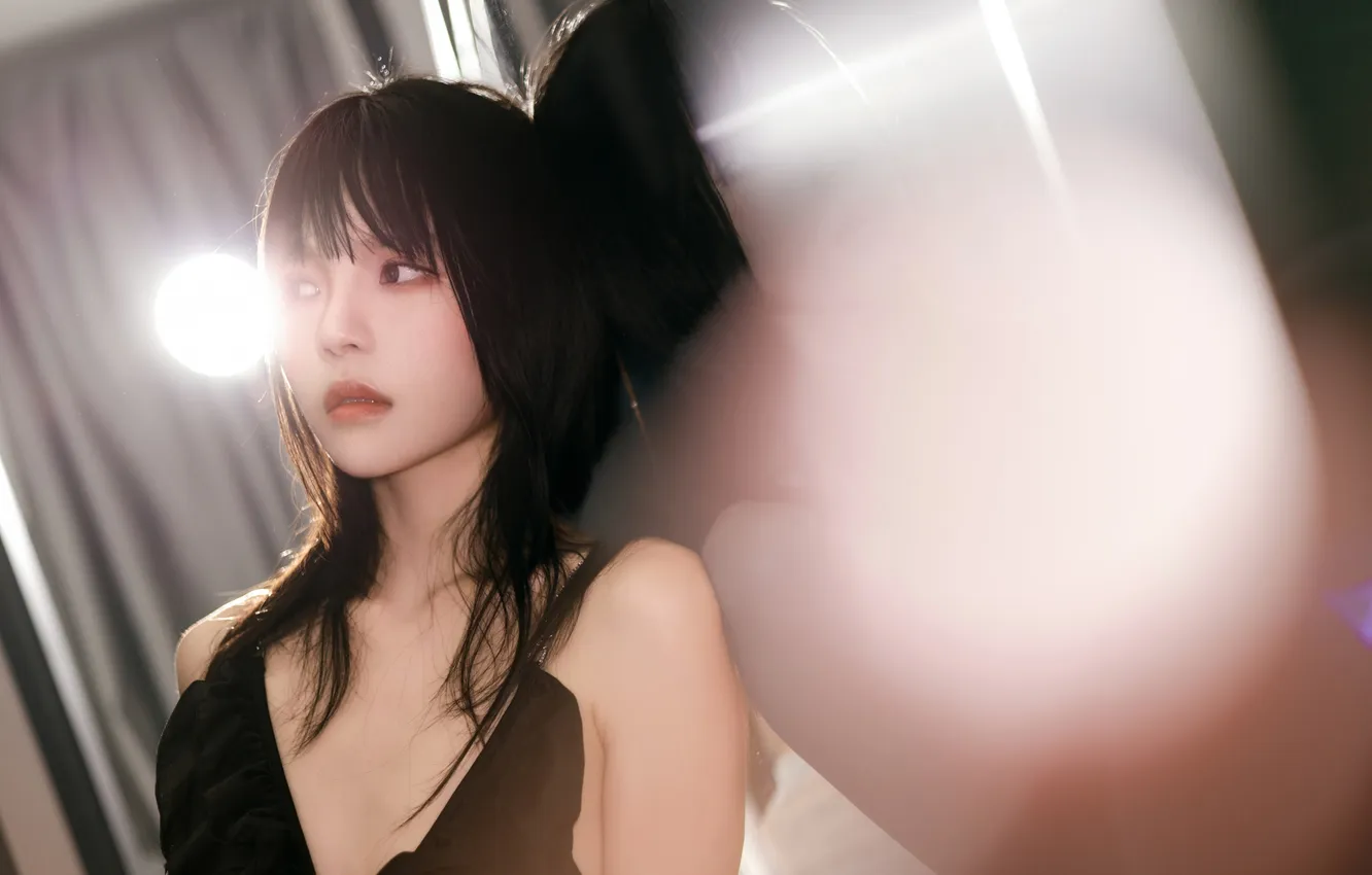 Photo wallpaper light, woman, beautiful, model, pretty, asian, cute, mirror