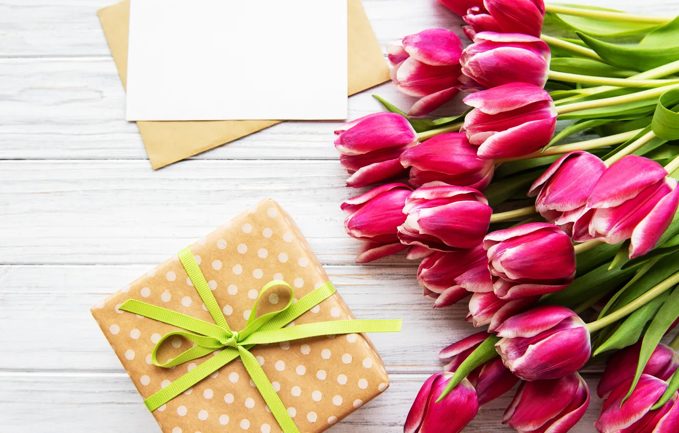 Photo wallpaper gift, bouquet, tulips, Olena Rudo