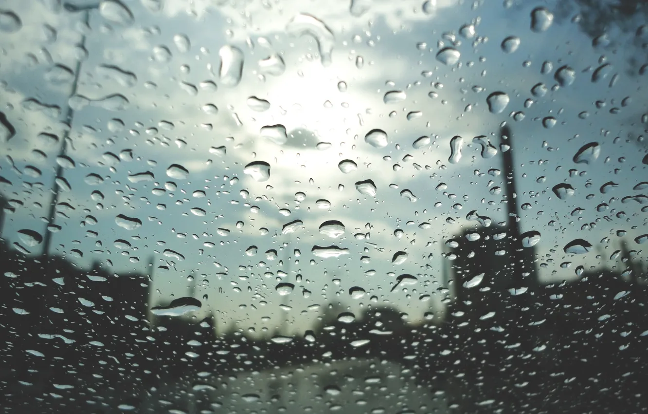 Photo wallpaper Sky, Glass, Street, Rain